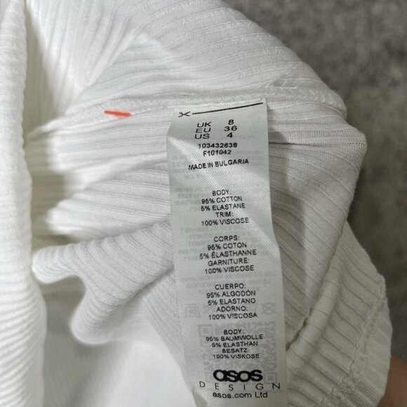 ASOS Designs White Pink Daisy Flowers Cami Slip Mini Dress Size 4 - Picture 7 of 7